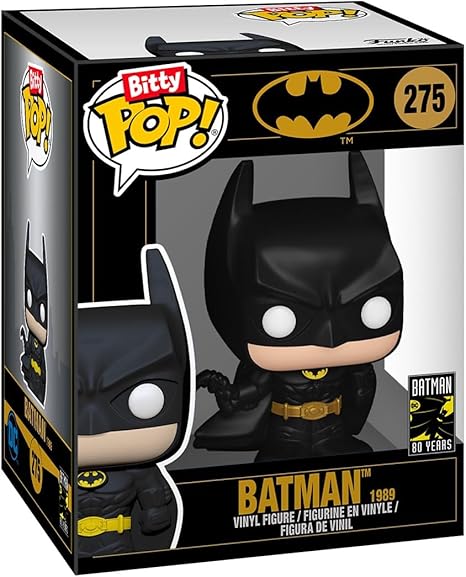 Funko Bitty POP! Batman 85th - Batman, 4-Pack and A Surprise Mystery Mini Figure - 0.9 Inch (2.2 Cm) - DC Comics Collectable - Stackable Display Shelf Included - Gift Idea - Party Bags Stocking