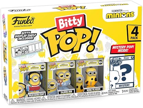 Funko Bitty POP! Minions and A Surprise Mystery Mini Figure - 0.9 Inch (2.2 Cm) - Despicable Me: Minions Collectable - Stackable Display Shelf Included - Gift Idea - Party Bags Stocking