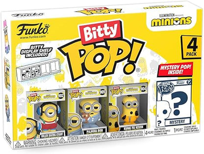 Funko Bitty POP! Minions and A Surprise Mystery Mini Figure - 0.9 Inch (2.2 Cm) - Despicable Me: Minions Collectable - Stackable Display Shelf Included - Gift Idea - Party Bags Stocking