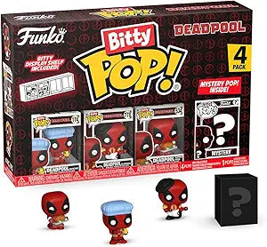 Funko Bitty POP! Deadpool - Bathtime, 4-Pack and A Surprise Mystery Mini Figure - 0.9 Inch (2.2 Cm) Collectable - Stackable Display Shelf Included - Gift Idea - Party Bags Stocking - Cake Topper