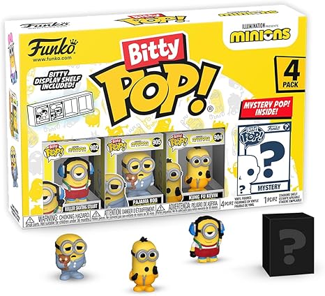 Funko Bitty POP! Minions and A Surprise Mystery Mini Figure - 0.9 Inch (2.2 Cm) - Despicable Me: Minions Collectable - Stackable Display Shelf Included - Gift Idea - Party Bags Stocking