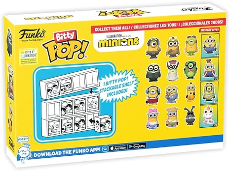 Funko Bitty POP! Minions and A Surprise Mystery Mini Figure - 0.9 Inch (2.2 Cm) - Despicable Me: Minions Collectable - Stackable Display Shelf Included - Gift Idea - Party Bags Stocking