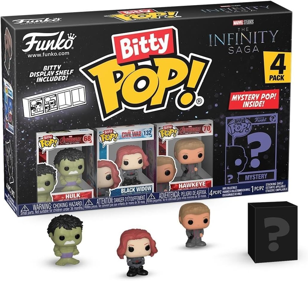 Funko Bitty POP! Marvel - Hulk and A Surprise Mystery Mini Figure - 0.9 Inch (2.2 Cm) - Marvel Comics Collectable - Stackable Display Shelf Included - Gift Idea - Party Bags Stocking