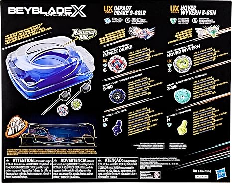 Beyblade X Drop Attack Battle Set with Beystadium Arena, 2 Takara Tomy Tops & Launchers, Impact Drake 9-60LR & Hover Wyvern 3-85N, Battling Game Toys, Ages 8+