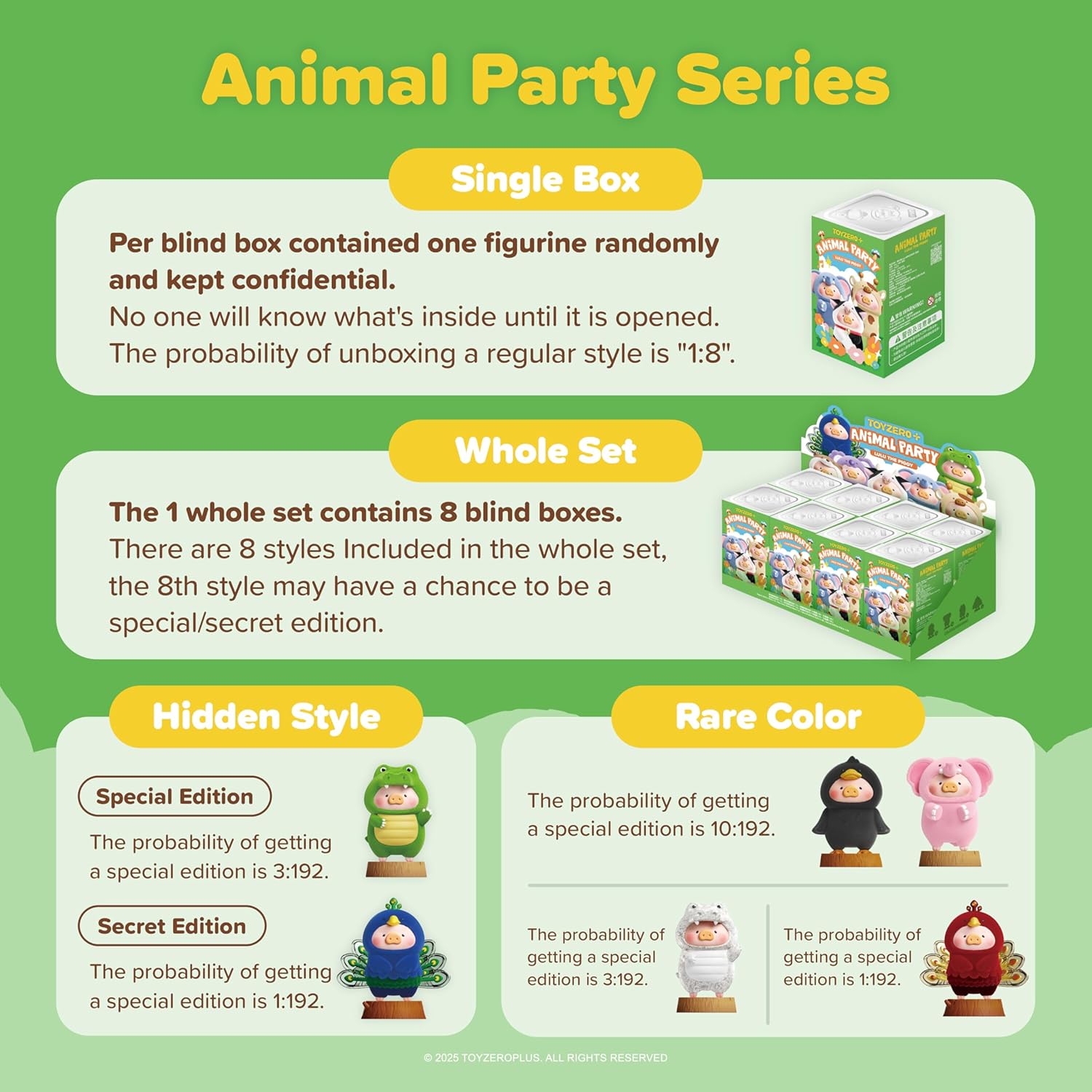Official Lulu The Piggy Blind Box Figures - Animal Party Series Blind Boxes Mystery Box Cute Animal Figurines Collectible Toys Home Desk Decorations Holiday Birthday Gifts