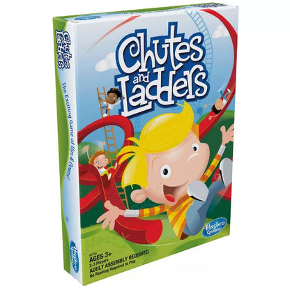 Side view of Chutes & Ladders gameboard for kids ages 3 and up