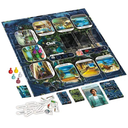 Clue Conspiracy secret role cards and identity envelopes display