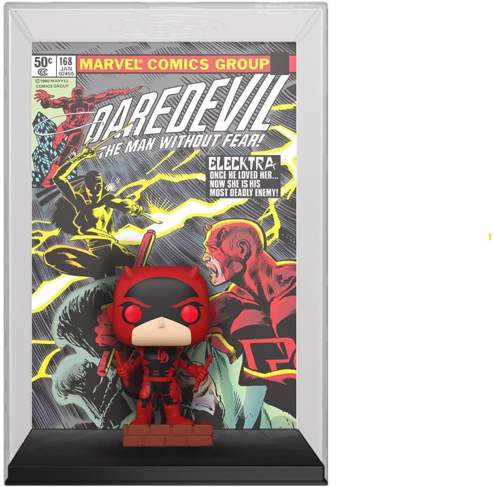 Daredevil Comic Cover Funko Pop #41 on Marvel-themed display shelf