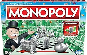 Monopoly Classic Board Game with 8 Tokens for Family Fun