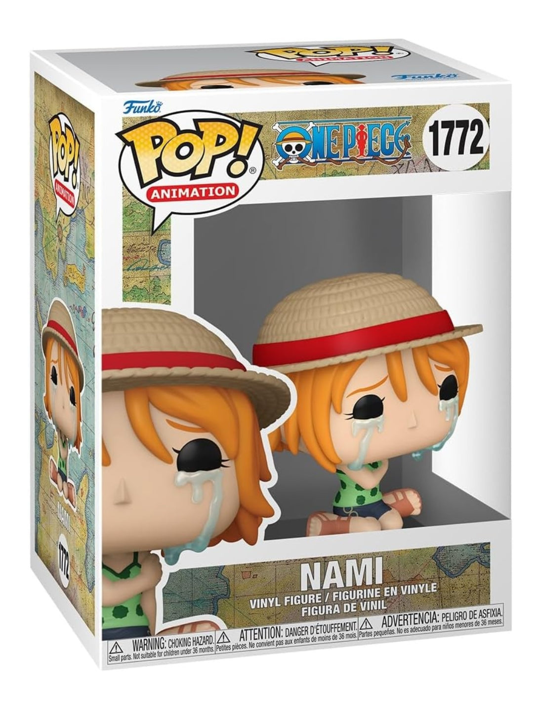One Piece Nami Crying Funko Pop #1772 front view with orange hair and Clima-Tact