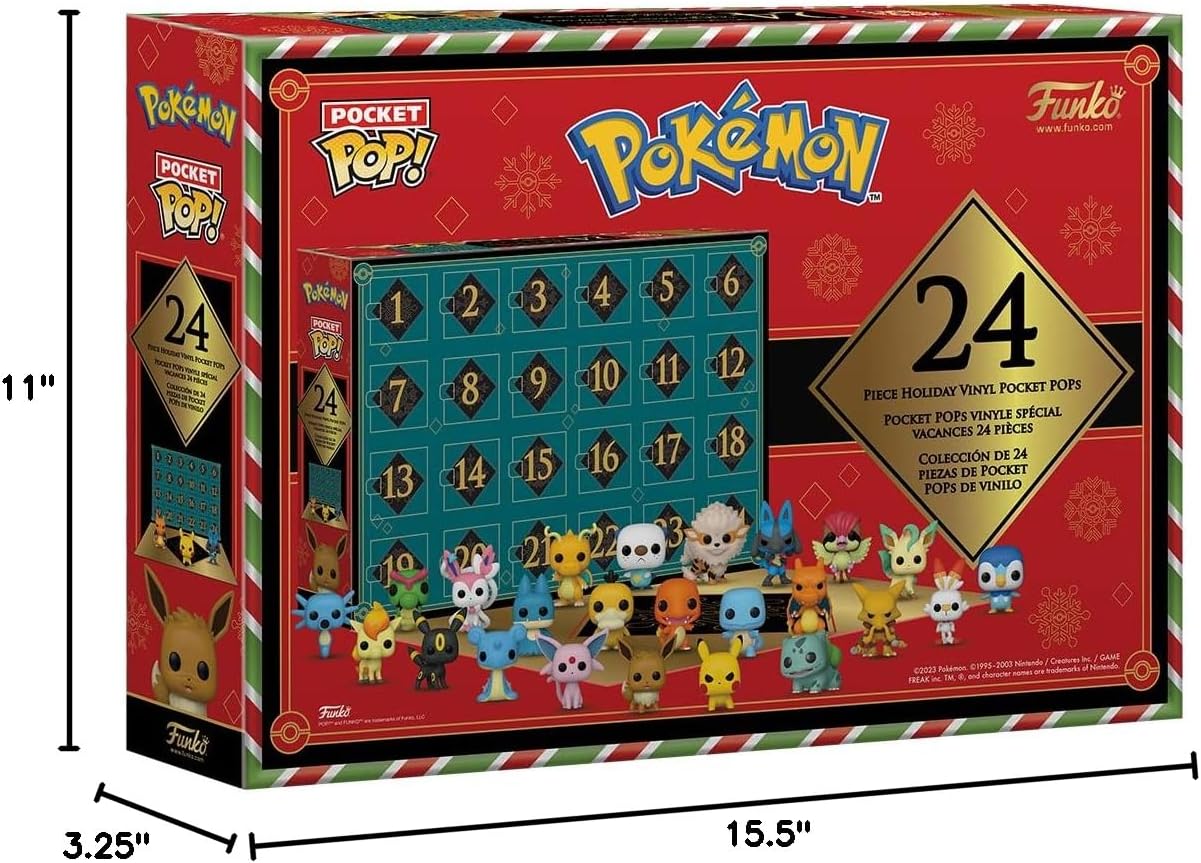 Side view of Pokémon 2023 Funko Pocket Pop Advent Calendar