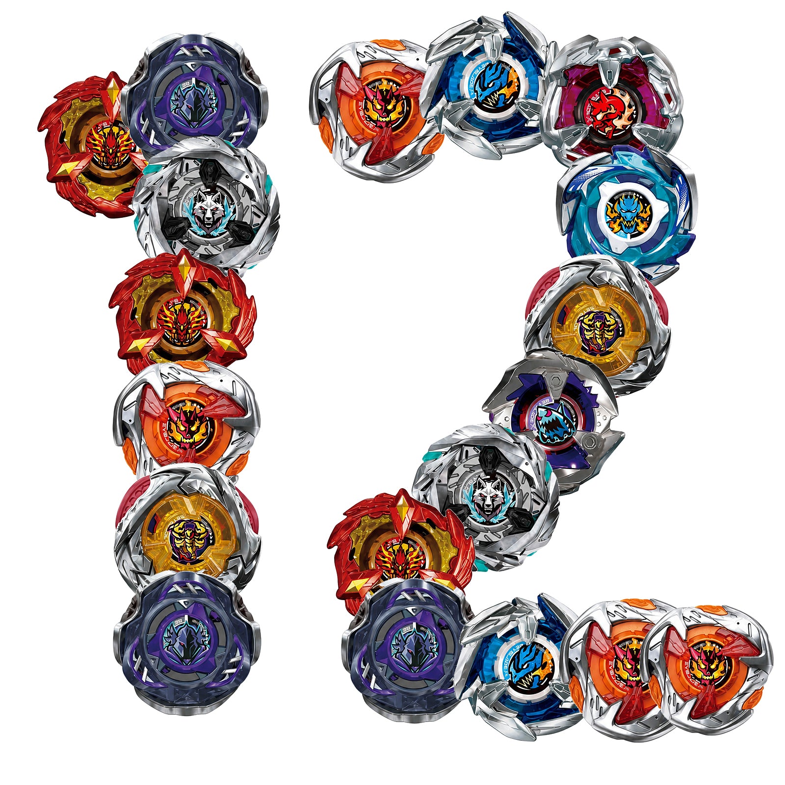 12x Random Beyblade X set in the approved sharp high-resolution layout