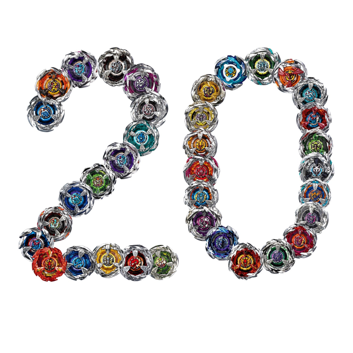 20x Random Beyblade X - Beyblade tops arranged as 20